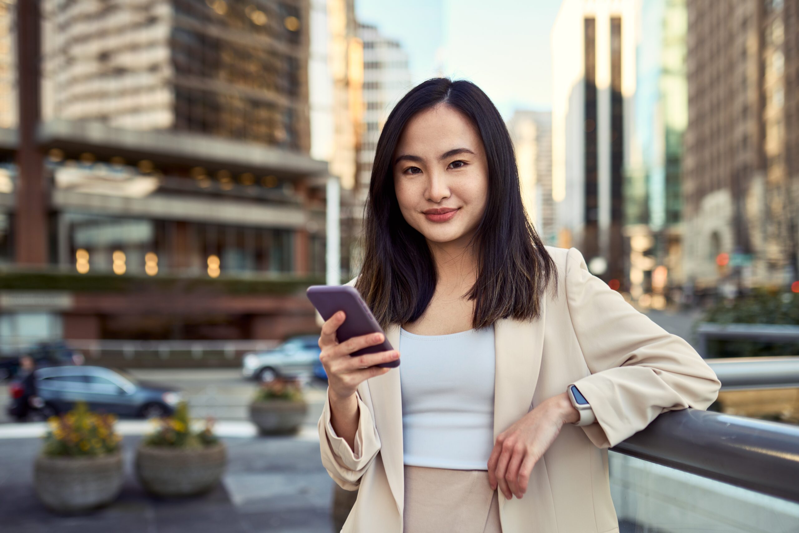 young,smiling,pretty,asian,business,woman,professional,office,manager,outdoors